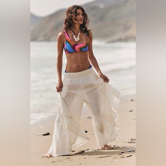 NWT Free People Songs Of Summer Pants in Nilla Cream - Picture 3 of 9